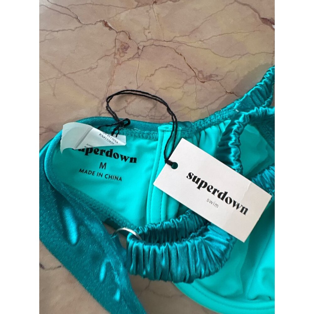 superdown Jessa Bikini Top in Teal Medium New Womens Swimsuit - Picture 6 of 7
